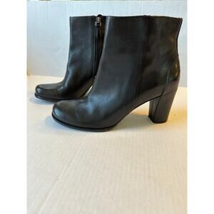 Ecco Womens Black Leather Heeled Boots Sz 41‎ (10-10.5)
